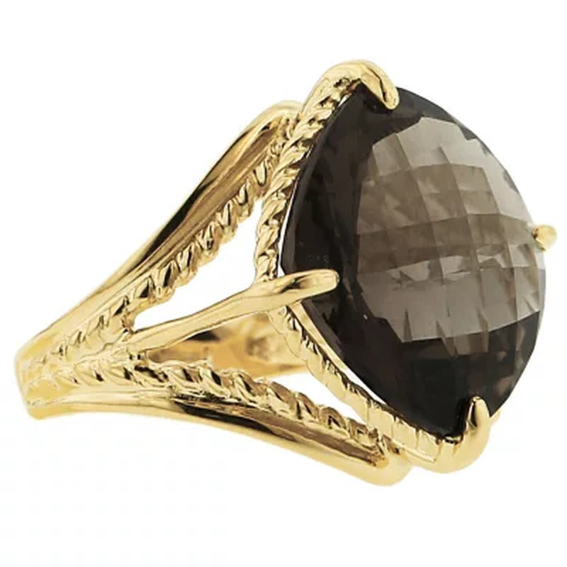 12.0 CT. Smoky Quartz Ring in 14K Yellow Gold