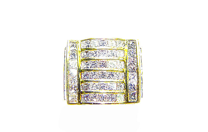 DIAMOND 56 PRINCESS SHAPE DIAMOND CHANNEL SET MENS RING DIAMOND BAND GOLD RING