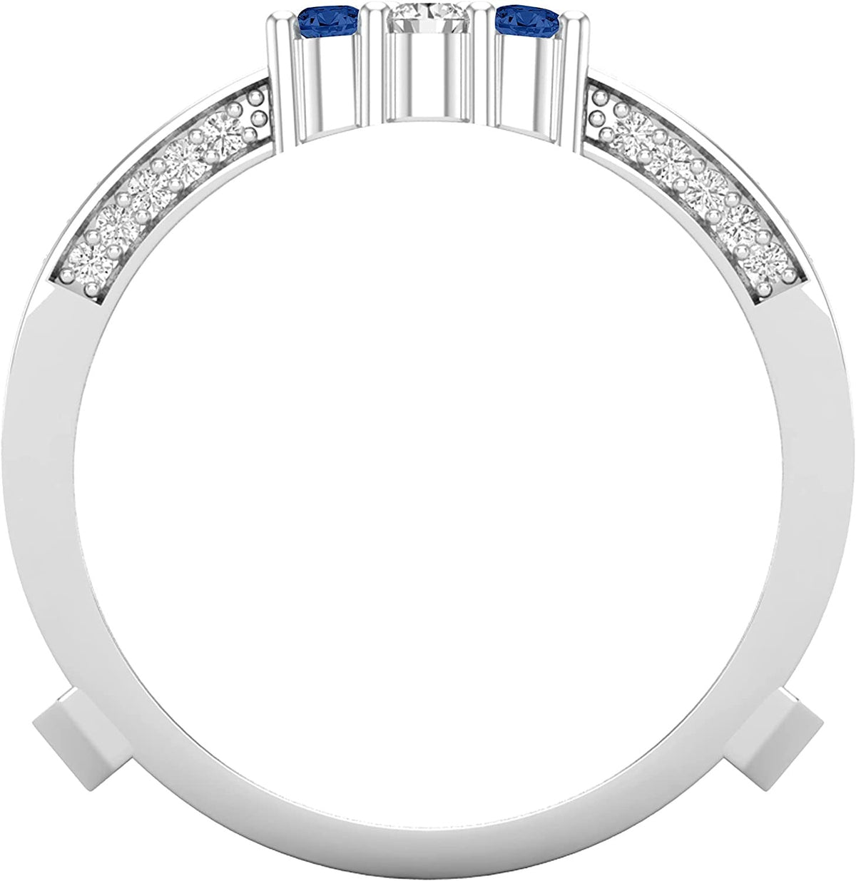 round Gemstone and White Diamond Enhancer Double Wrap Guard Anniversary Band Rin