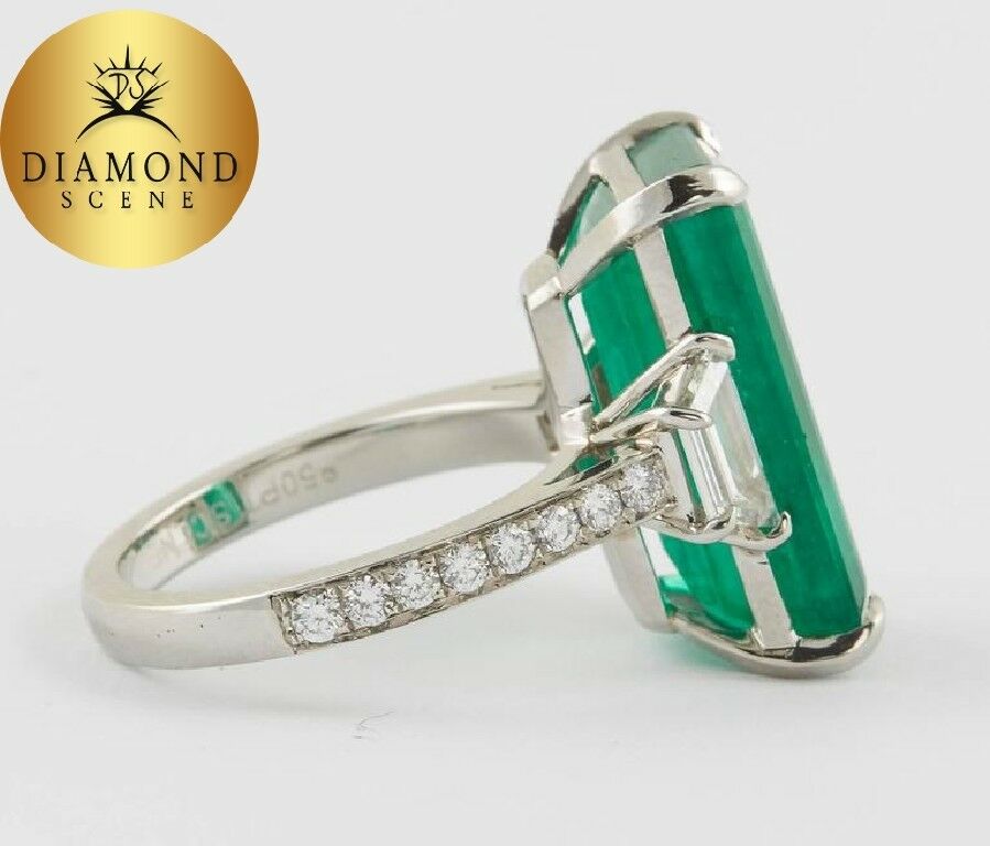 Unique Elongated 10 Carat Green Emerald Ring