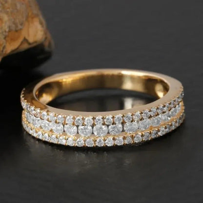 Eternity Rings for Women Wedding Ring 18K Gold Micro Pave Diamond Rings Bridal E