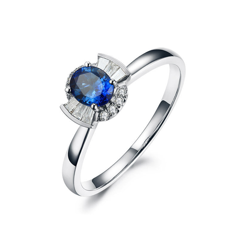 Jewelry 18K Gold Natural Sapphire Women'S Ring