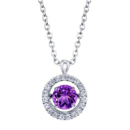 Sterling Silver Dancing Geniune Amethyst and Lab Created White Sapphire Pendant