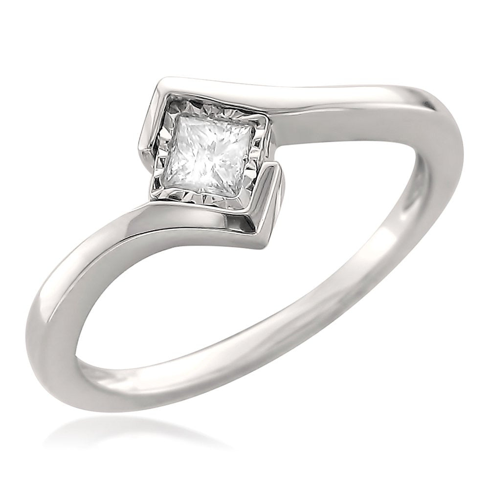 1/5 Carat Princess-Cut Diamond Engagement Ring in 14K White Gold (Color- I-J) (C