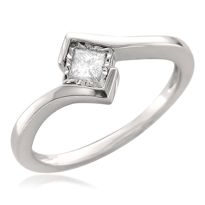 1/5 Carat Princess-Cut Diamond Engagement Ring in 14K White Gold (Color- I-J) (C