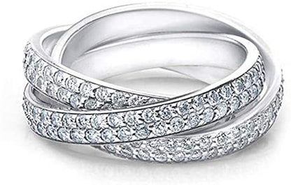 PJ 2.75 CT round Diamond Rolling Full Eternity Wedding Band 14K White Gold Over