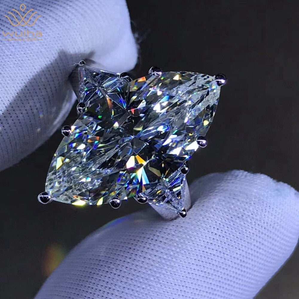 925 Sterling Silver Marquise Cut 8 CT 3EX VVS D Color Created Moissanite Wedding
