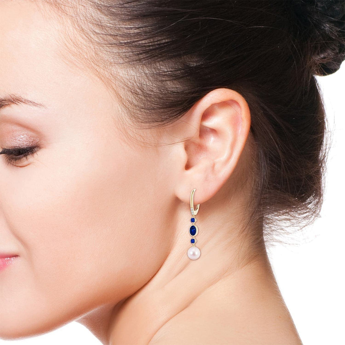Natural Akoya Cultured Pearl Dangle Earrings for Women Girls in 14K Solid Gold |