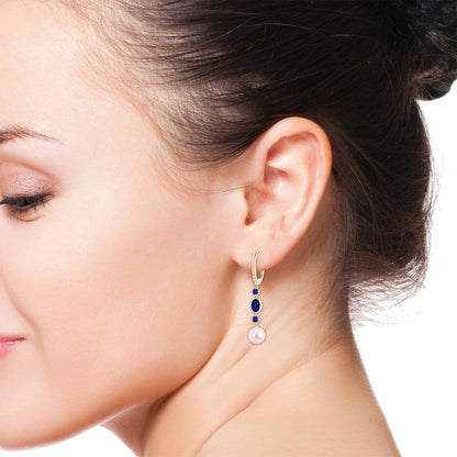 Natural Akoya Cultured Pearl Dangle Earrings for Women Girls in 14K Solid Gold |