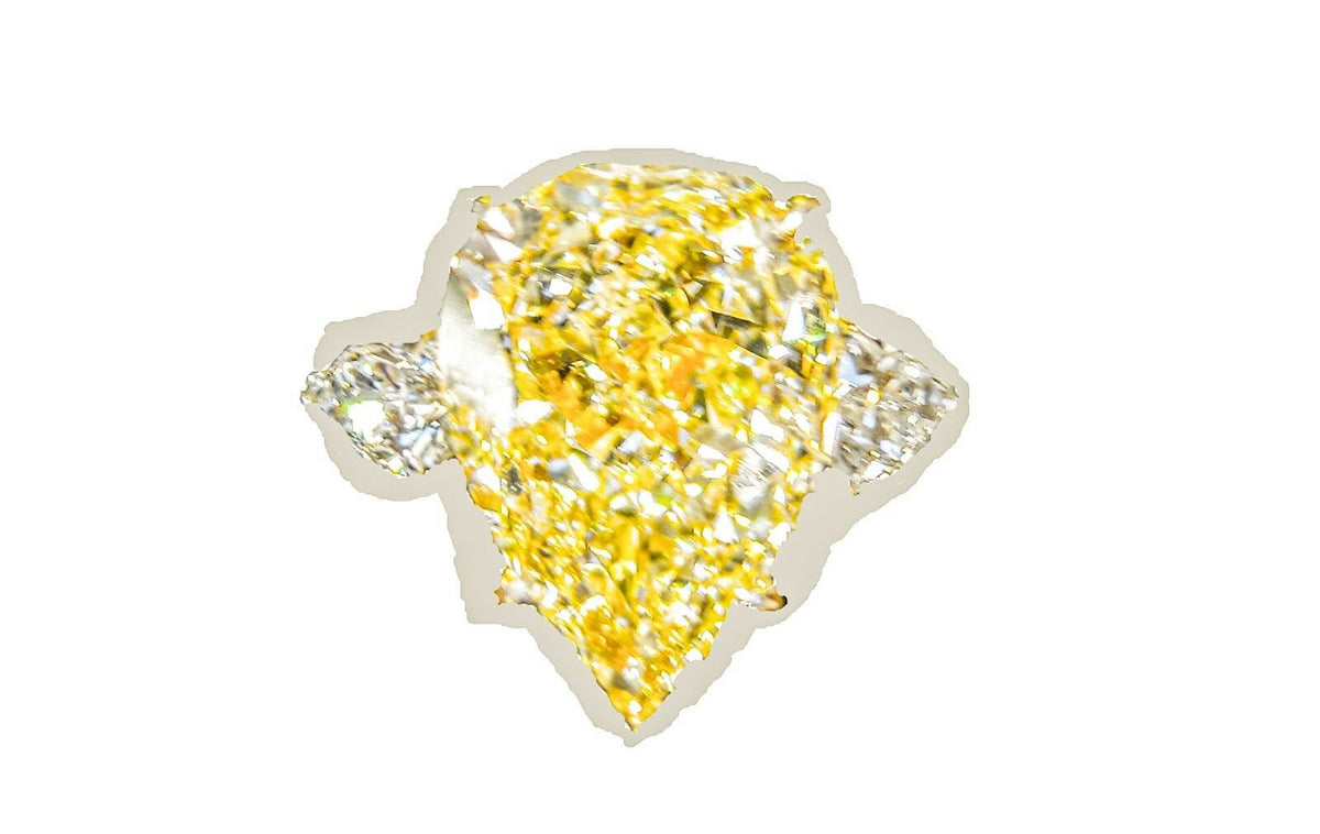 GIA CERTIFIED FANCY LIGHT YELLOW PEAR SHAPE SI2 SIDE PEAR ENGAGEMENT RING