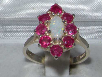 LBG British Made Traditional Solid 925 Sterling Silver Ring with Natural Opal &