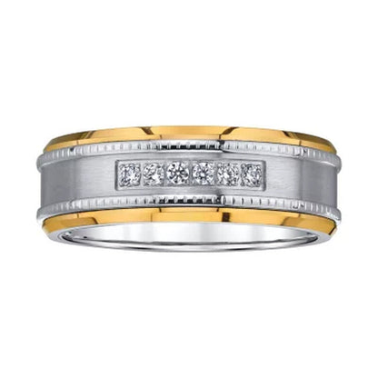 Men'S Diamond Tungsten Band with Yellow Edge
