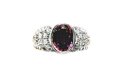 PINK SAPPHIRE OVAL CUT BEZEL SET 2.06 CT ROUND BRILLIANT SHAPE