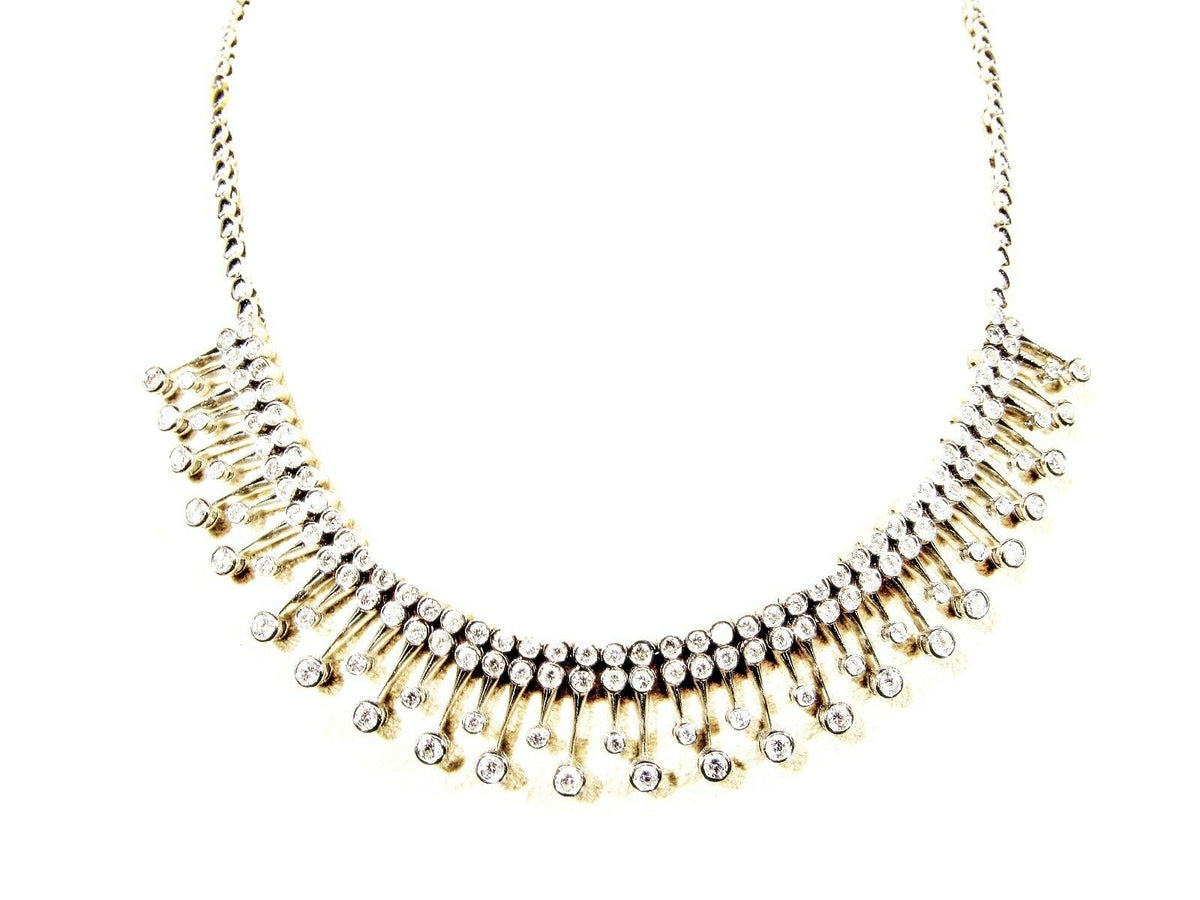 6.01 CT G COLOR VS1/2 CLARITY DIAMOND NECKLACE FRONT SET ROUND SHAPE 14 K WHITE