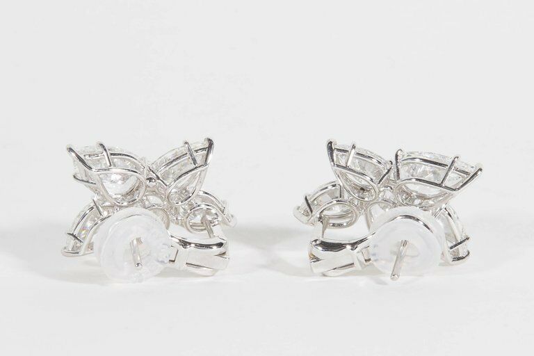 Diamond Cluster Earrings 11.82 carats of colorless white pear shaped diamonds