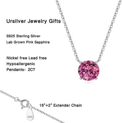Valentines Day Gifts for Her, Sterling Silver Birthstone Pendant Necklace with 1