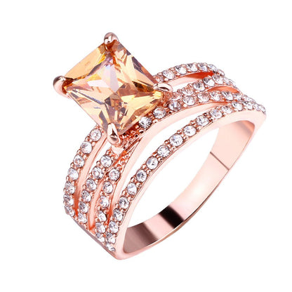 Women'S 925 Sterling Silver 14K Rose Gold Natural Morganite Diamond Ring