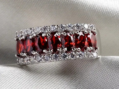 Sz6-9 Fashion Jewelry 10KT White Gold Filled 7CT Ruby Zircon CZ Women'S Wedding