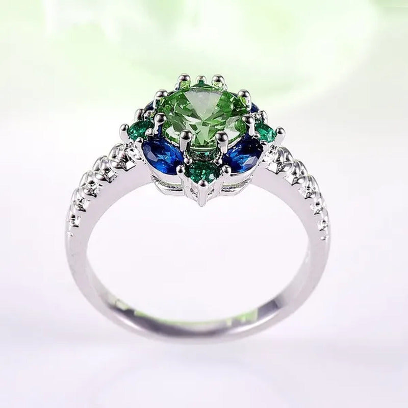 Elegant 925 Sterling Silver Emerald Women Rings Fashion Ruby Amethyst Wedding Pa