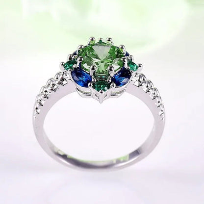 Elegant 925 Sterling Silver Emerald Women Rings Fashion Ruby Amethyst Wedding Pa