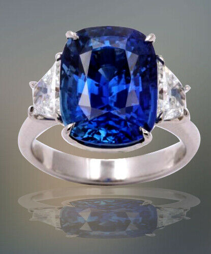 10 Carat Ceylon Blue Sapphire and Diamond Ring Certified by C Dunaigre of Switz