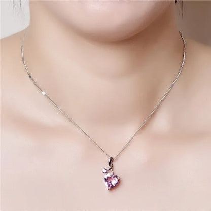 Heart - Shaped Gem Pendant Set with Diamond Simple Original Necklace Ring Neckla
