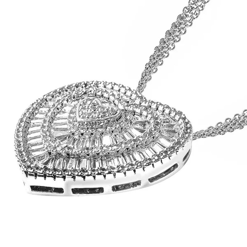 Shop LC Platinum Plated Statement Cubic Zirconia Love Pendant Necklace for Women