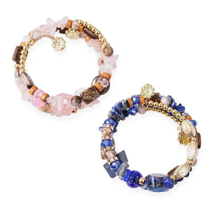 Shop LC Delivering Joy Stylish Unique Lapis Lazuli Set of 2 Wrap Beaded Bracelet
