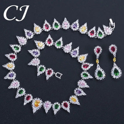 CANDICE White Gold Plating Sparkling Cubic Zirconia Diamond Choker Necklace Sets