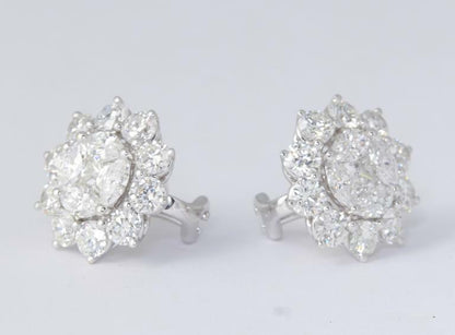 Unique Diamond Illusion 6.13 ct Stud Earrings with Halo Design