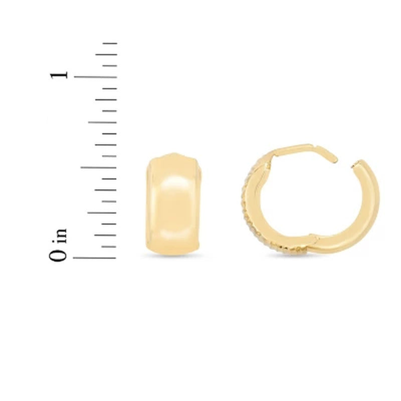 Diamond Cut and Polished Huggie Ears in 14K Yellow Gold