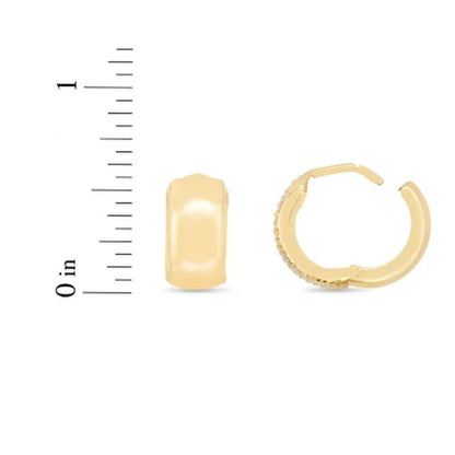 Diamond Cut and Polished Huggie Ears in 14K Yellow Gold
