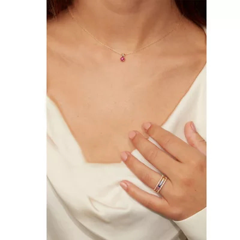Rainbow Sapphire and Diamond Ring in 14K Gold
