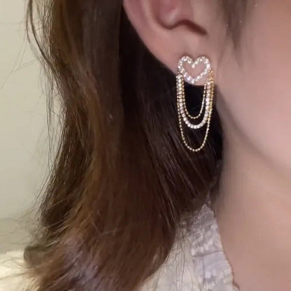 Love Tassel Multi-Layer Chain Hot-Selling Earrings New Trendy Korean Heart-Shape
