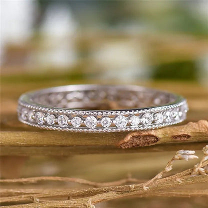 Exquisite 925 Sterling Silver/Black Gold/Gold/Rose Gold Single Ring White Full D