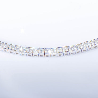 Sterling Silver Bracelet with Square Diamonds and Electroplated Real Gold