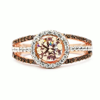 Luxury Exquisite Women'S 925 Sterling Silver round Garnet & White Sapphire & Bla