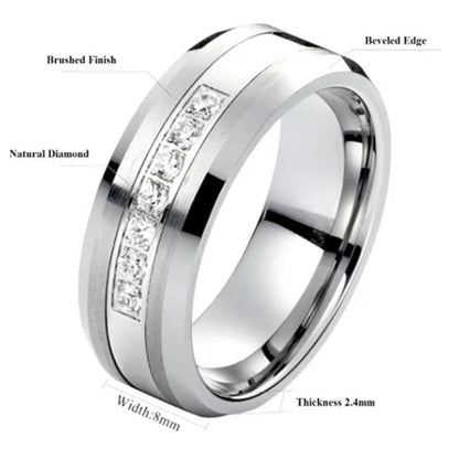 Mens 1/5 CT. T.W. Diamond Wedding Band in Tungsten Carbide