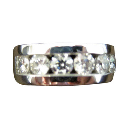 DIAMOND ROUND BR SHAPE CHANNEL SET BAND 2.05 CT 14 K WHITE GOLD
