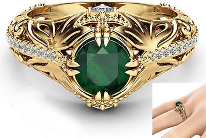 Fashion Jewelry 14K Gold Filled Emerald Diamond Ring Women Anniversary Engagemen