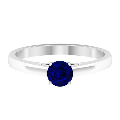 0.50 CT Genuine Blue Sapphire Ring, 5 MM Blue Sapphire Solitaire Ring, Natural B