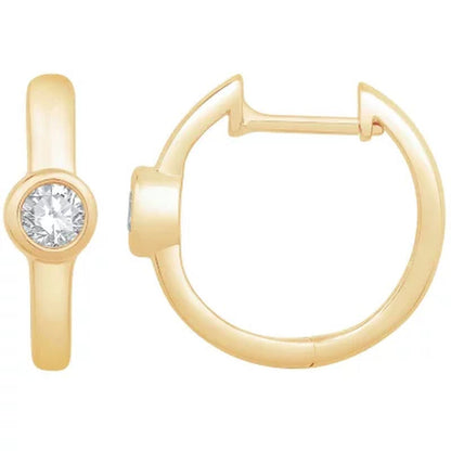 0.20 CT. TW. Diamond Bezel Huggie Hoop Earrings in 14K Gold