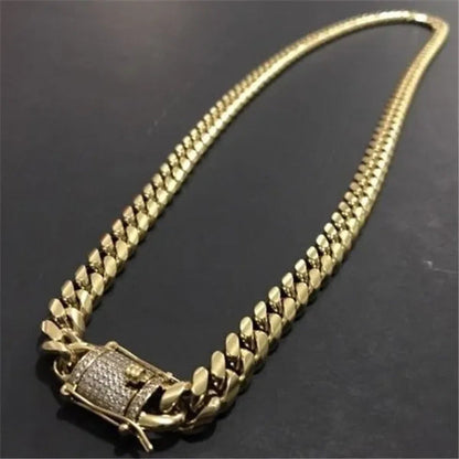 New Fashion Jewelry 18K Gold / 925 Silver Plated Men Cuban Miami Link Necklace S