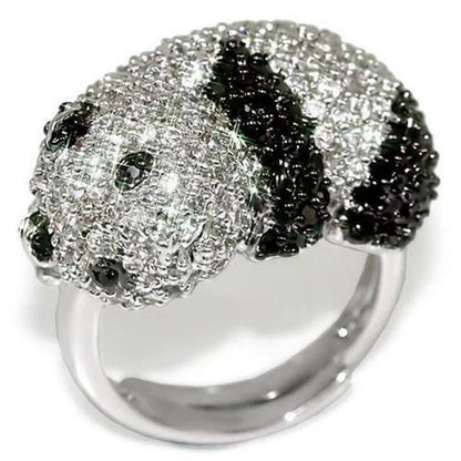 Alamode LO1515-7 Rhodium & Ruthenium Brass Ring with AAA Grade CZ, Black Dia