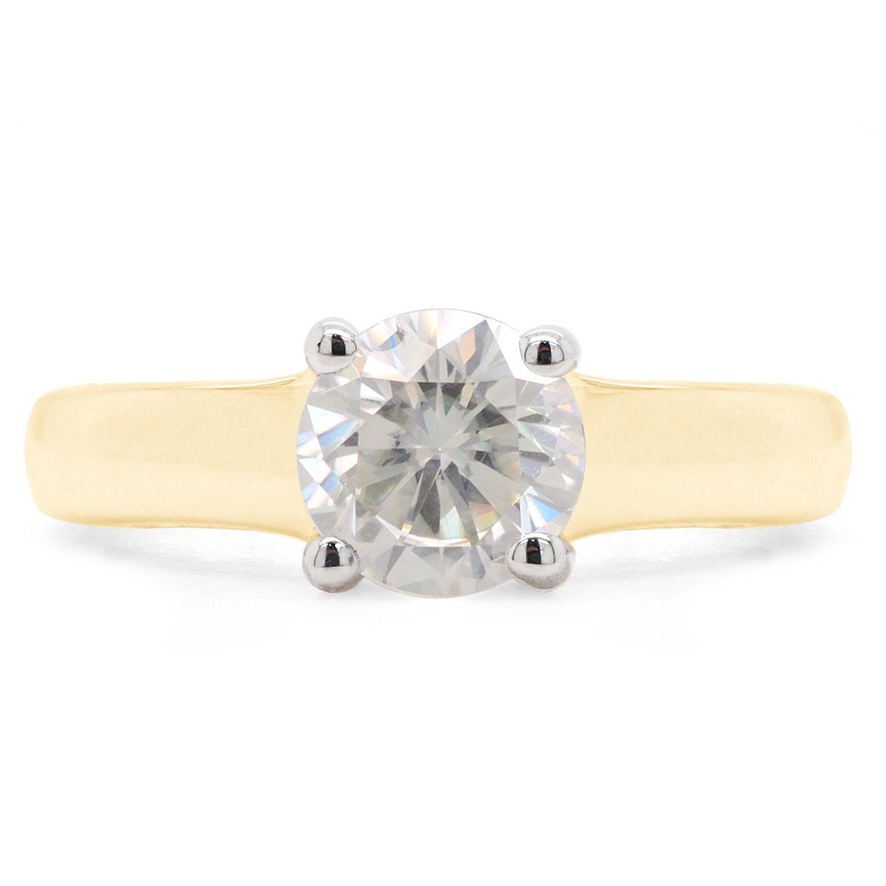 1 Carat 6.5MM round Cut Lab Created Moissanite Diamond Solitaire Engagement Ring
