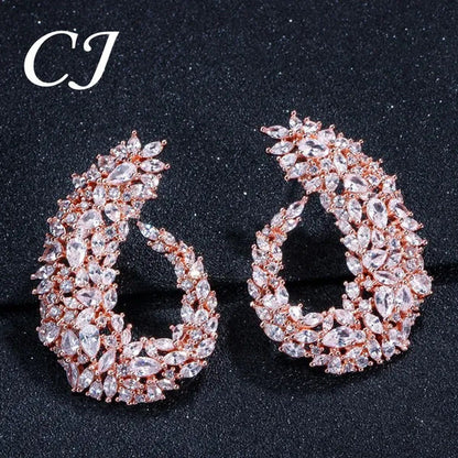 CANDICE Luxury 18K Rose Gold Plated Full Pave Multi Shape Rose Red and Pink Colo