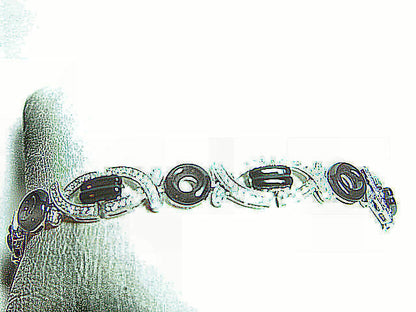 DIAMOND BLACK ENAMUEL BRACELET DIAMOND WHITE ENAMEL BLACK CABOCHON BRACELET