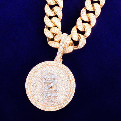 Custom Name Necklace for Men Real Gold Plated Hip Hop Jewelry Rotating Pendants
