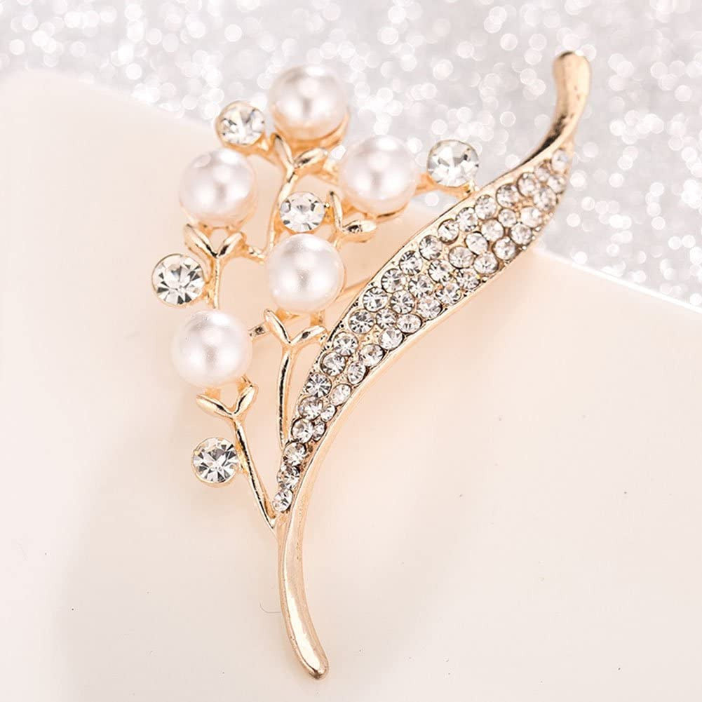 Hosaire Women'S Flower Brooch Pin Pearl Diamond Breastpin for Wedding/Banquet/Bo