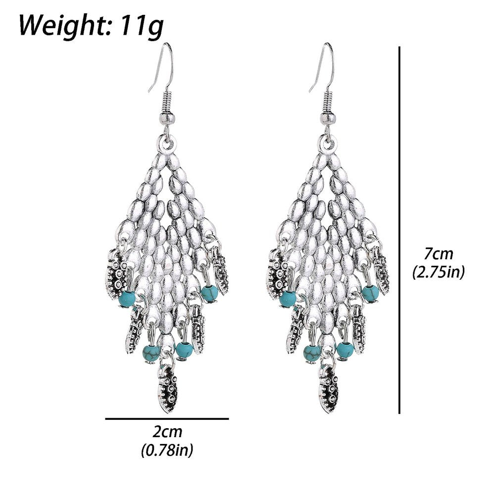 Large Gold Earrings Bohemian Retro Diamond Drop-Shaped Earrings Earrings Pendant